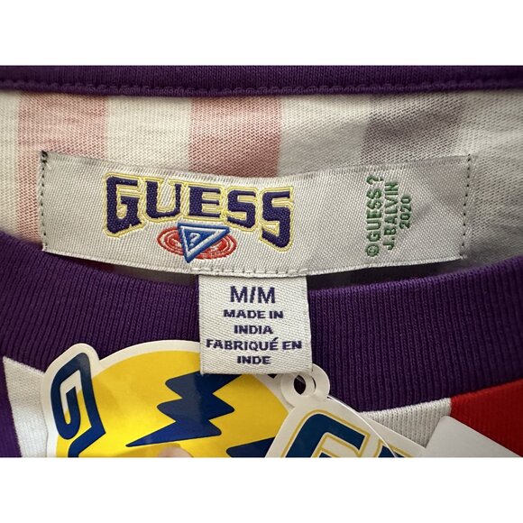 Guess J Balvin 2020 rainbow stripe white t shirt NEW NWT M Medium men  spell out - Picture 10 of 16
